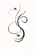 Fluid swirly curvy line with a small thin cheetah going down side tattoo design idea