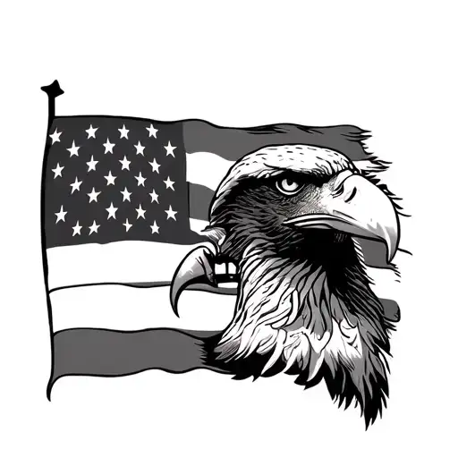 American flag incorporated with liberty bell all seeing eye and bald eagle tattoo design idea