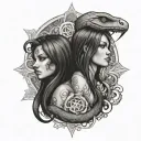 gemini with the i's involving ♊️ as well with snakes tattoo design idea
