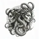 gemini with the i's involving ♊️ as well with snakes tattoo design idea