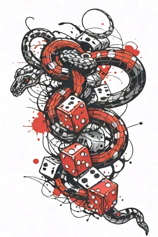 Snake and Dices tattoo design idea