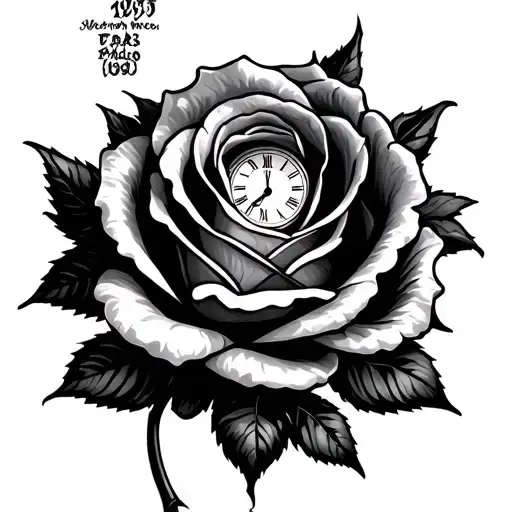 Rose cuff with clock date tattoo design idea