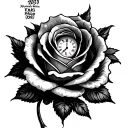 Rose cuff with clock date tattoo design idea
