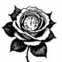 Rose cuff with clock date tattoo design idea