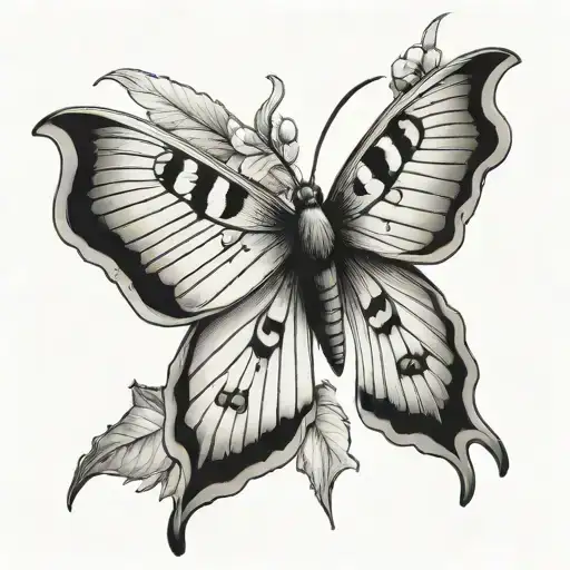 luna moth and swallowtail butterfly tattoo design idea