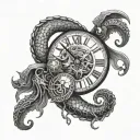 vikings kraken sagittarius time clock tattoo design idea
