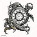vikings kraken sagittarius time clock tattoo design idea