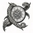 vikings kraken sagittarius time clock tattoo design idea