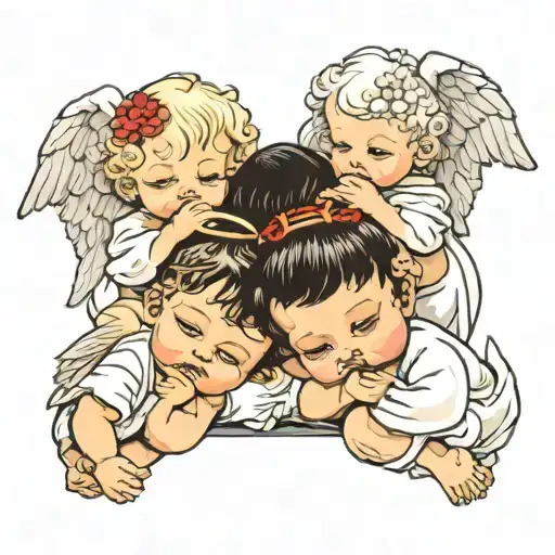 baby angels see no evil speak no evil tattoo design idea