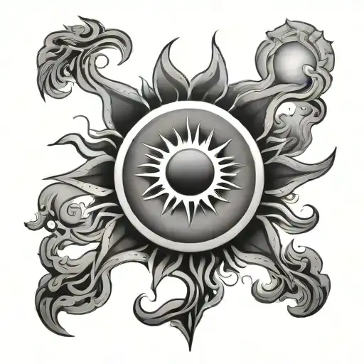 sun and its rays radiating tattoo design idea