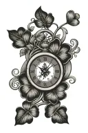 4 leaf clover clock inside tattoo design idea