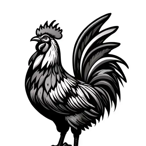 zigzag man riding a rooster tattoo design idea