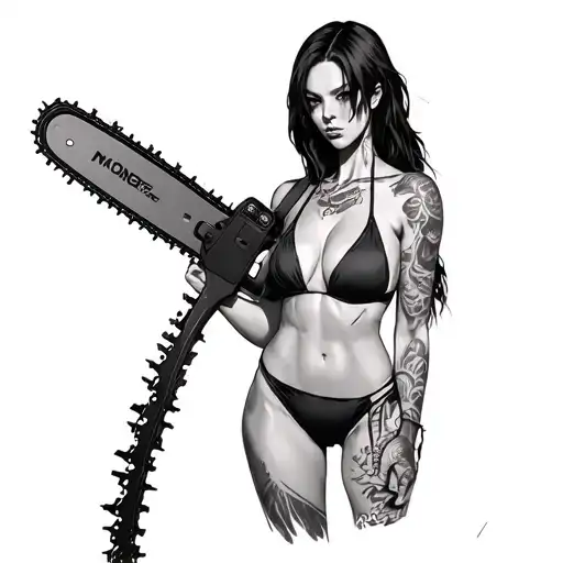 power from chainsaw man wearing bikini tattoo design idea