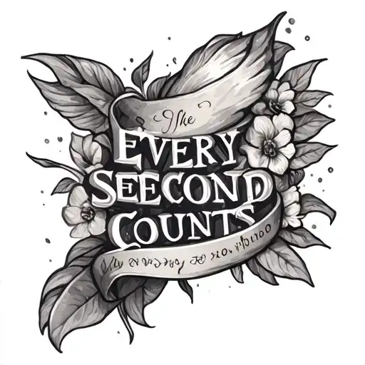 the words every second counts tattoo design idea