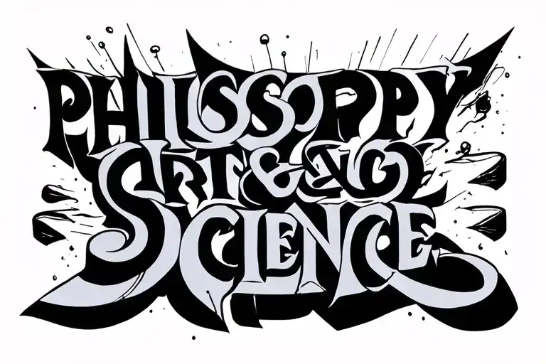 philosophy art&science upside down letters joining tattoo design idea