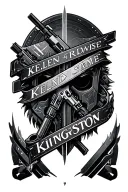 Create a tattoo that incorporates the names Kellen and Kingston and elements of software coding and video game Destiny tattoo design idea