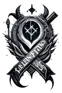 Create a tattoo that incorporates the names Kellen and Kingston and elements of software coding and video game Destiny tattoo design idea