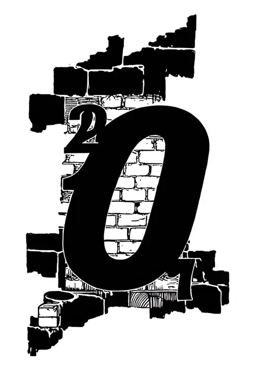 2007 with one of the 0's being a baby on a brick background  tattoo design idea