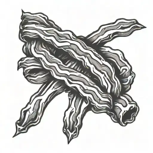 bacon strip intertwined tattoo design idea