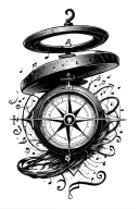 travel with compass surrounded my music tattoo design idea