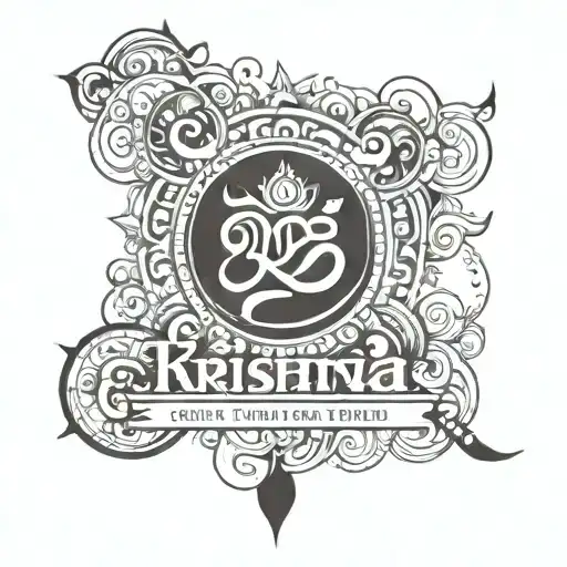 krishna mantra written tattoo design idea