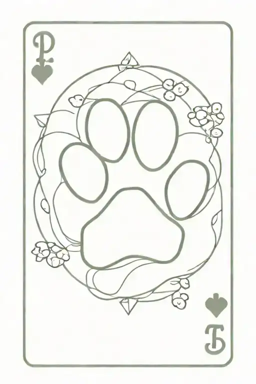 paw print playing cards tattoo design idea