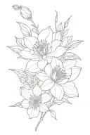tattoo with a bouquet of water, lilies, daffodils poppies, and honeysuckles tattoo design idea