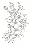 tattoo with a bouquet of water, lilies, daffodils poppies, and honeysuckles tattoo design idea