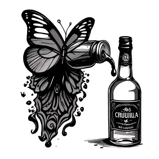 Next time I feel butterflies in my stomach I’m chugging down a bottle of tequila so they drown tattoo design idea