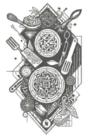 food and kitchen utensils written tattoo design idea