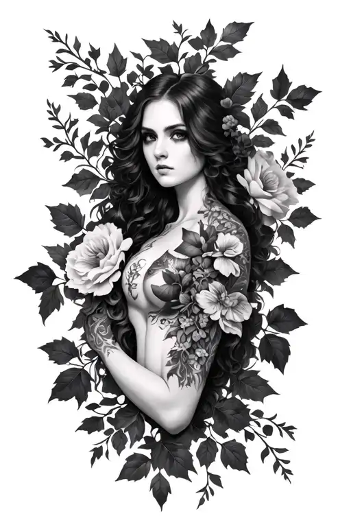 floral gothic arm sleeve with ivy   tattoo design idea