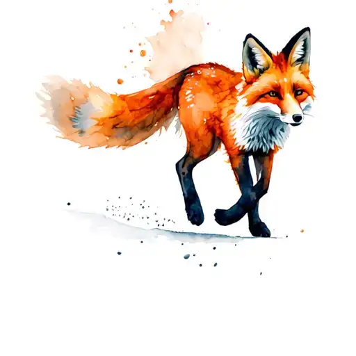 red fox running tattoo design idea