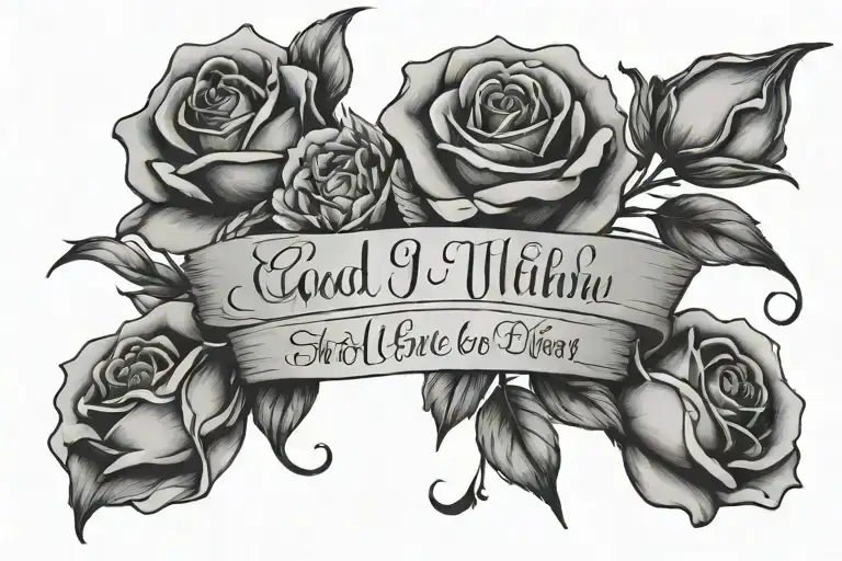 diamond script font spelling God is within her she will not be moved psalm 46:5 with two roses on the upperside of it tattoo design idea