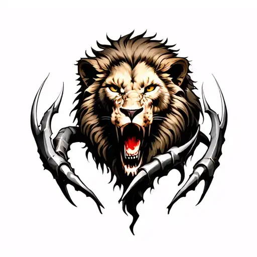 A lion's claws ripping through flesh tattoo design idea
