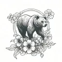 Bear and 4 leaf clover tattoo design idea