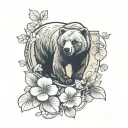Bear and 4 leaf clover tattoo design idea