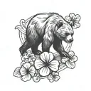 Bear and 4 leaf clover tattoo design idea
