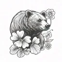 Bear and 4 leaf clover tattoo design idea