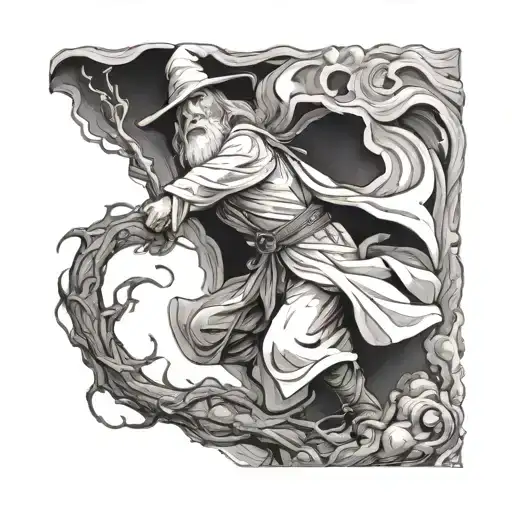 gandalf fighting balrog tattoo design idea