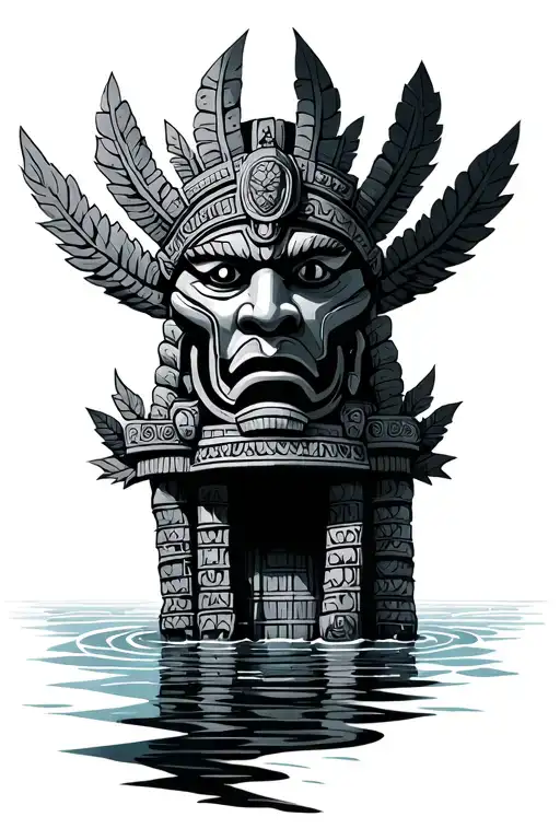tlaloc city water tattoo design idea