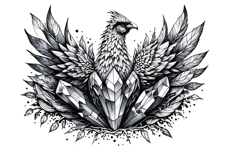 Phoenix crystals black orchard tattoo design idea