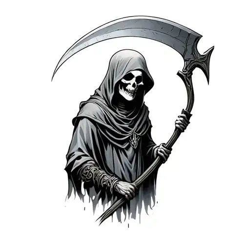 soul reaper holding a scythe tattoo design idea