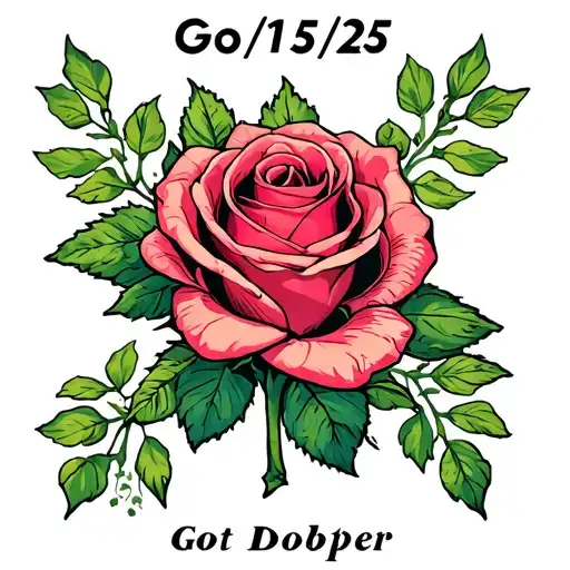 "05/15/25 Got Sober Got Doper" concrete rose growing tattoo design idea
