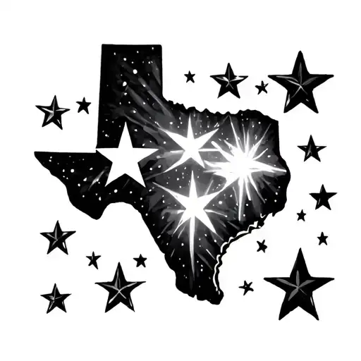 Texas state outline with stars shining tattoo design idea