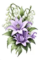 lilac and Lily of the valley flower tattoo design idea