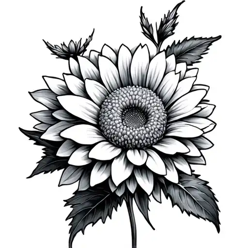 forge me nots, chrysanthemum, aster tattoo design idea
