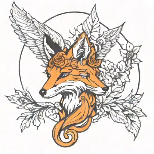 fox and pheonix with serendipity  tattoo design idea