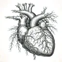 an anatomically correct heart drawing from an 1830s science textbook, but the veins in the heart are electric lightning tattoo design idea