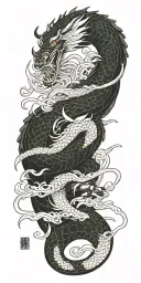 dragon fighting samurai tattoo design idea