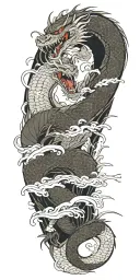 dragon fighting samurai tattoo design idea